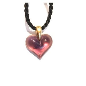 Lalique Purple Heart and silk rope necklace